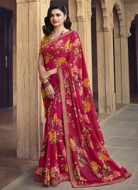 Pink Colour Latest Fancy Party Wear Designer Georgette Printed Saree Collection 23552